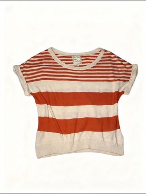 Pink Rose Orange and Cream Striped Knit Tee